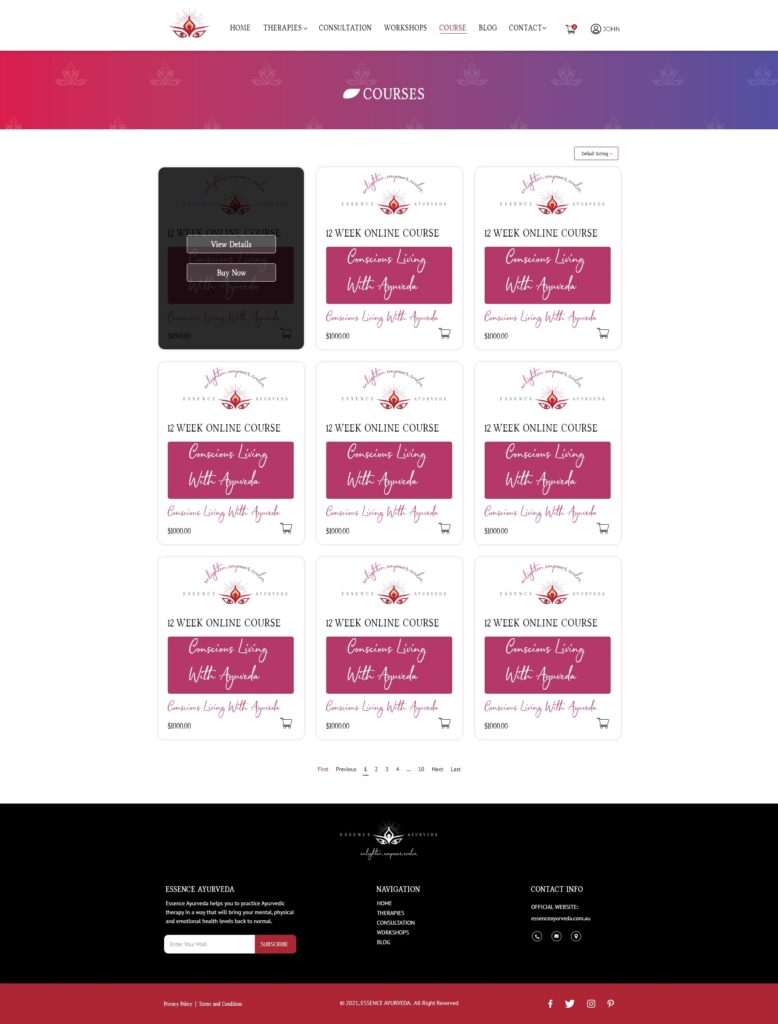 Essence Ayurveda courses design by Zahid