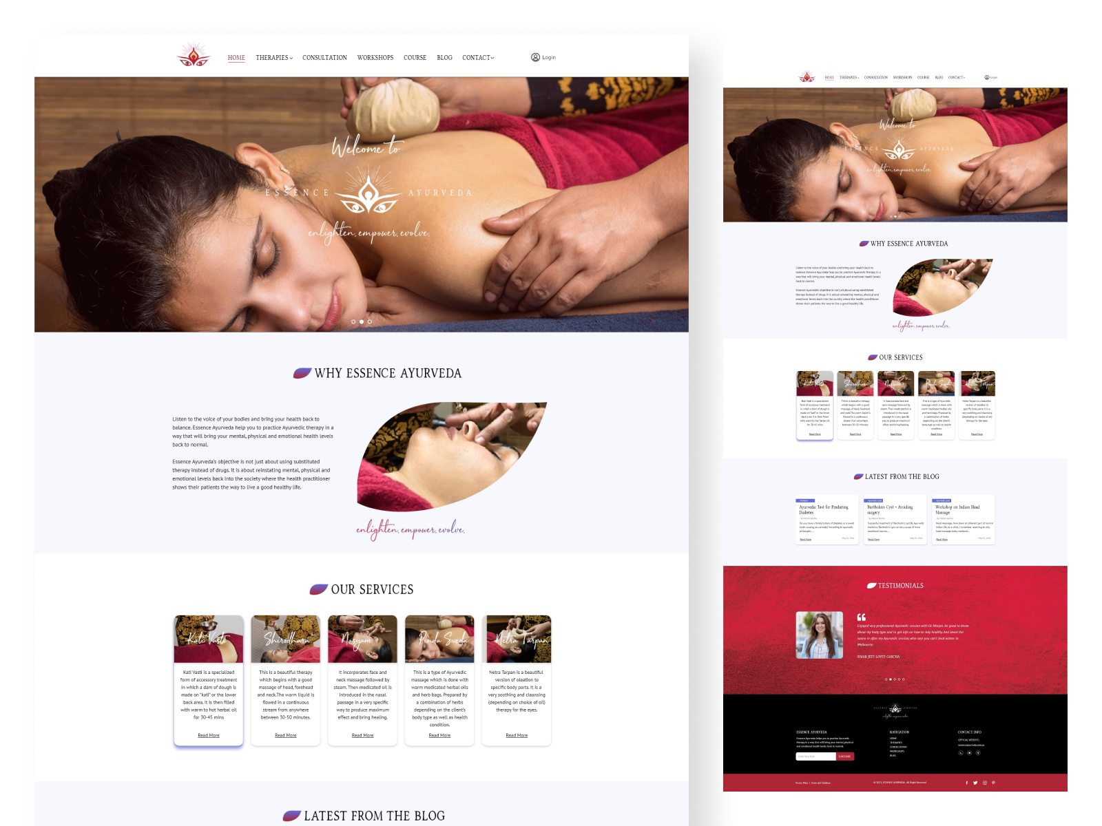 Essence Ayurveda - Homepage design by Zahid