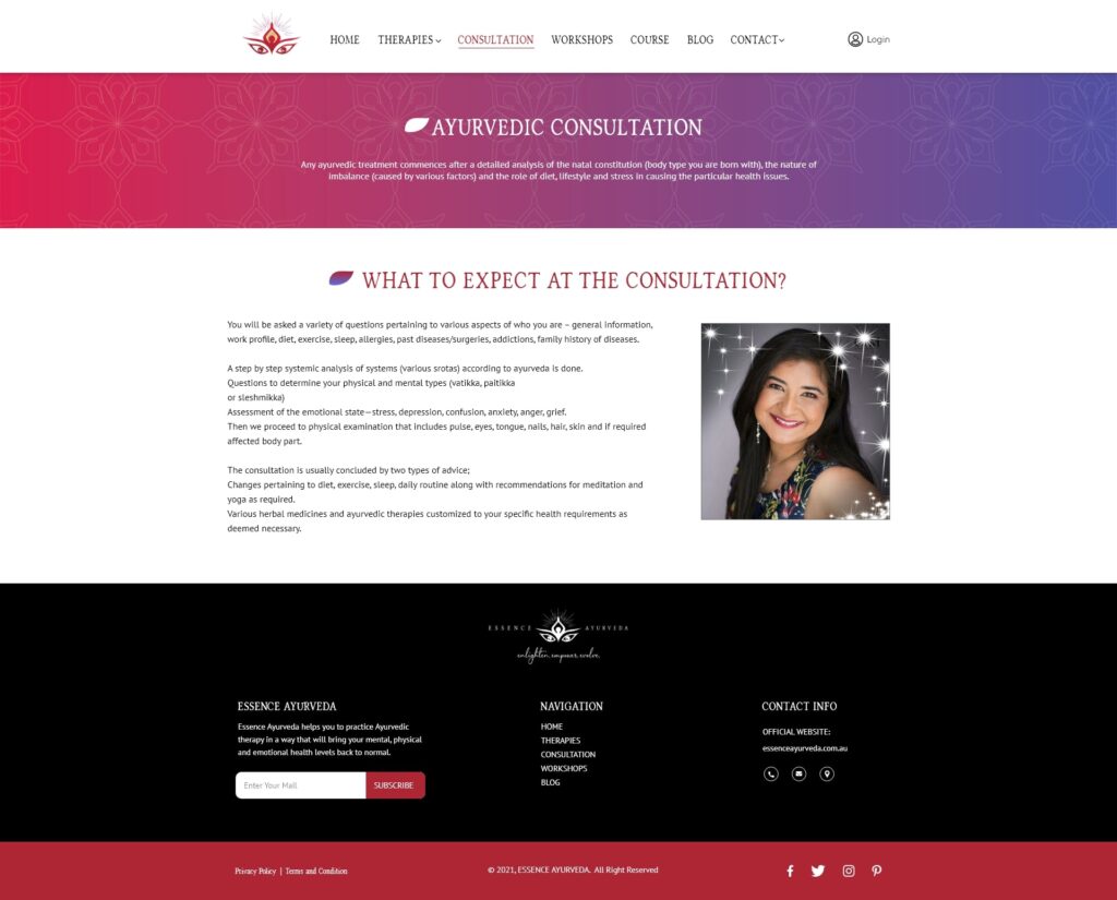 Essence Ayurveda consultation design by Zahid