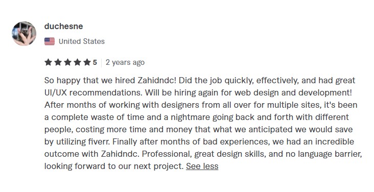 Review for wordpress developer zahid